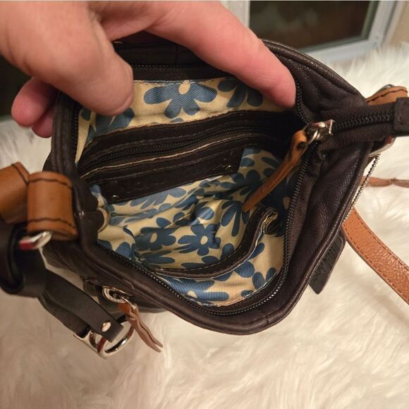 Nino Bossl leather crossbody bag brown and tan - Picture 4 of 8